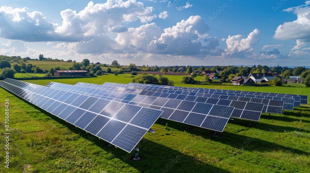 A rural landscape with a community cooperative solar farm, providing ...