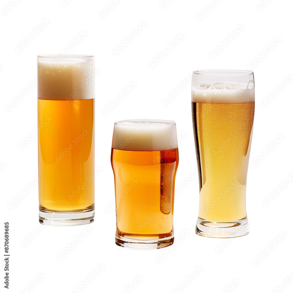 beer glasses on clear background | variety beer glasses on clear background | variety