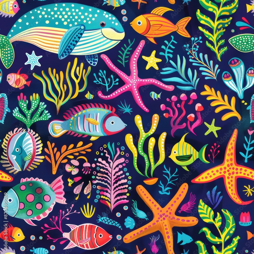 Vivid Underwater World - Seamless Marine Life Pattern for Designers and Decor Vivid Underwater World - Seamless Marine Life Pattern for Designers and Decor