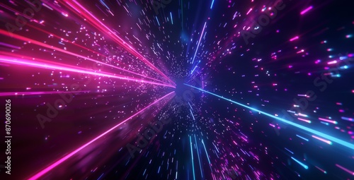 3D render of futuristic abstract background motion glow neon in cyberspace