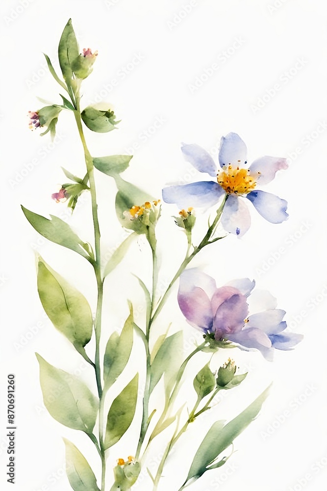 Fototapeta premium Minimalist Watercolor Wildflowers