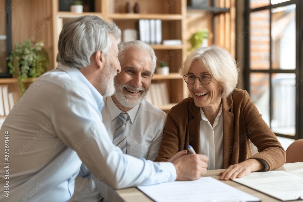 Meeting with a banker or real estate agent while their spouses are elderly Meeting with a banker or real estate agent while their spouses are elderly