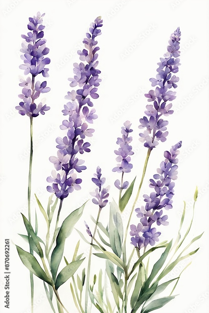 Obraz premium Minimalist Watercolor Purple Wildflowers, Lavender