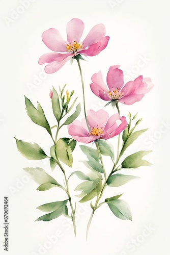 Wallpaper Mural Minimalist Watercolor Pink Wildflowers Torontodigital.ca