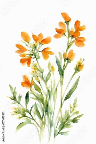 Minimalist Watercolor Orange Wildflowers