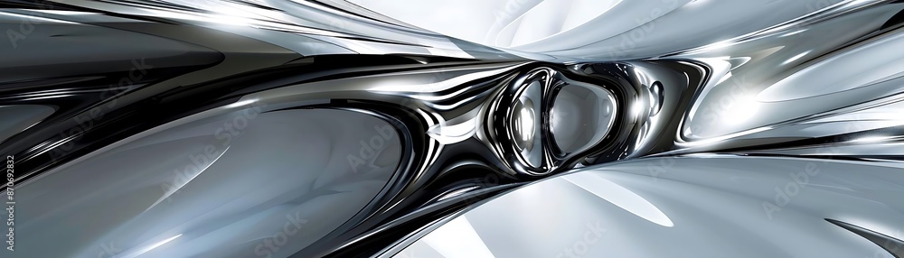 Abstract 3D Illustration of Shiny Metal Surfaces, Reflective and Smooth Design Abstract 3D Illustration of Shiny Metal Surfaces, Reflective and Smooth Design