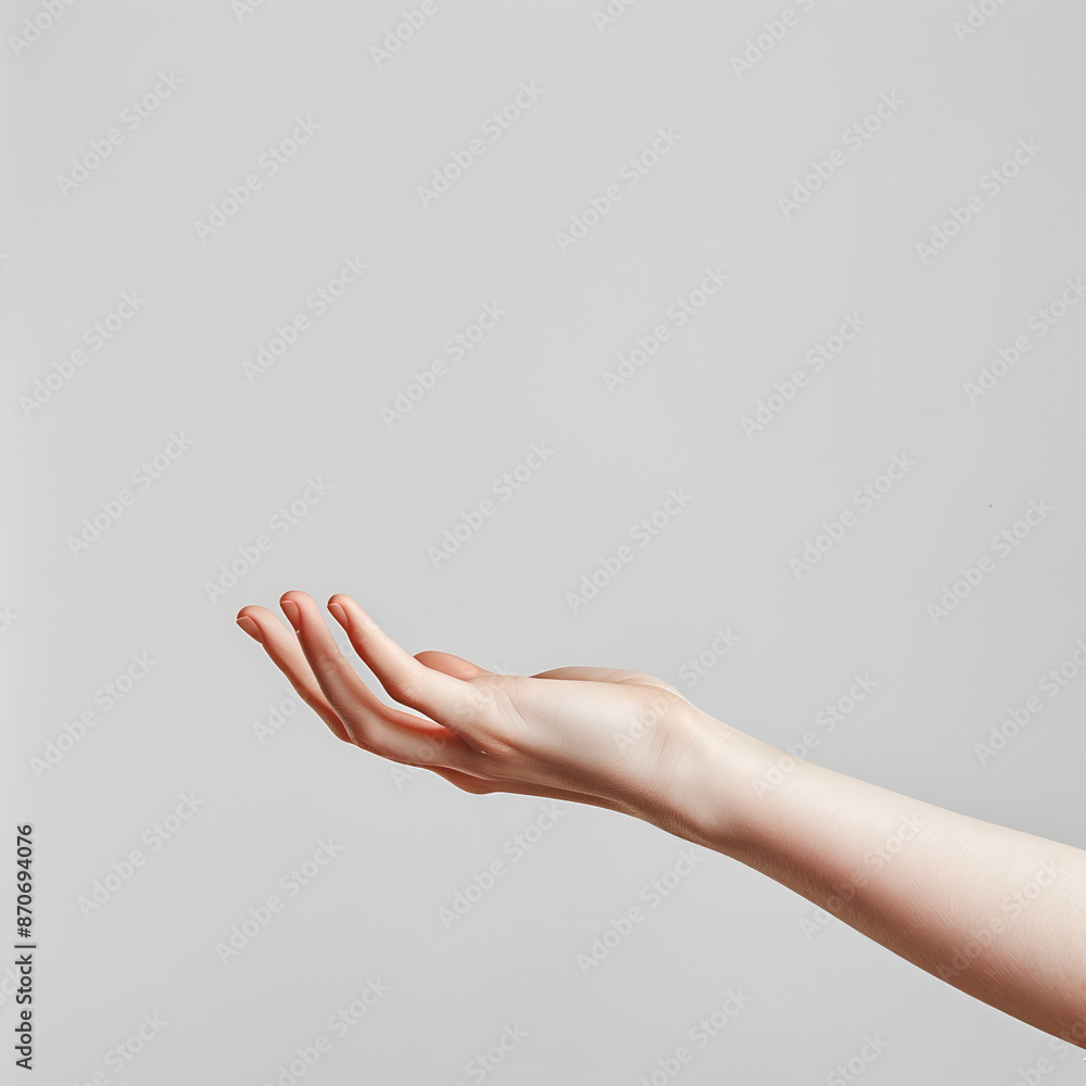 Close-up of female hand, white slender on white background. Close-up of female hand, white slender on white background.