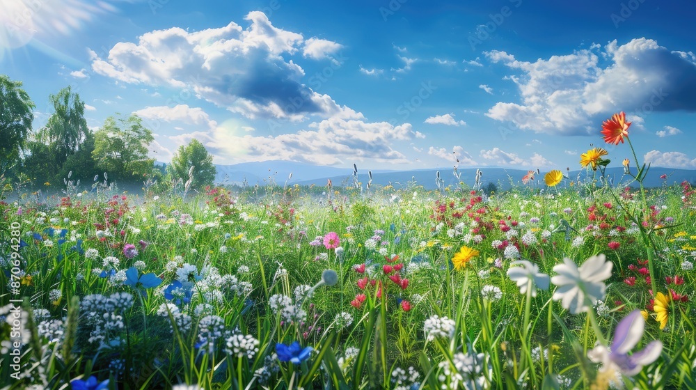 A serene meadow with wildflowers in full bloom, symbolizing the beauty of nature and growth. A serene meadow with wildflowers in full bloom, symbolizing the beauty of nature and growth.