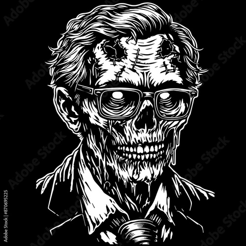 Zombie Teacher Face Head