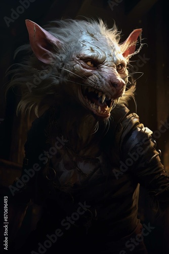 elderly, female, wererat, cursed, fate, dark, secrets, transformation, mystery, betrayal, survival, folklore  Fantasy RPG character  photo