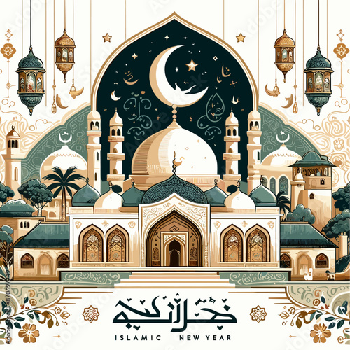 Happy islamic new year vector illustration