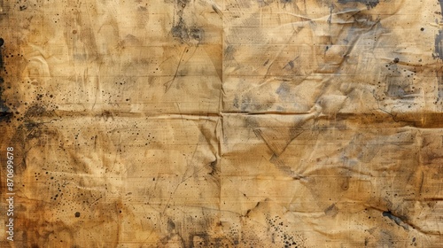 Vintage Grunge Textured Paper Background with Fold Marks and Stains