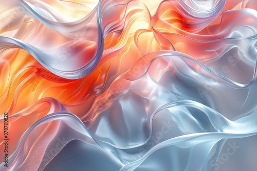 Wallpaper Mural vibrant orange and blue waves interwoven with light, creating a dynamic pattern that suggests movement and fluidity, perfect for contemporary decor Torontodigital.ca