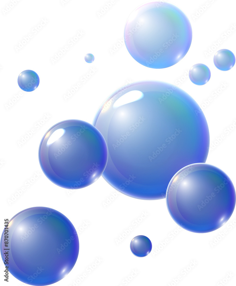 Realistic transparent 3d bubbles underwater . Soap bubbles vector illustration Realistic transparent 3d bubbles underwater . Soap bubbles vector illustration