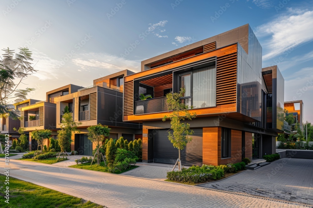 Witness the beauty of contemporary living with a series of stylish townhouses featuring wooden cladding, blending elegance and functionality seamlessly. Witness the beauty of contemporary living with a series of stylish townhouses featuring wooden cladding, blending elegance and functionality seamlessly.