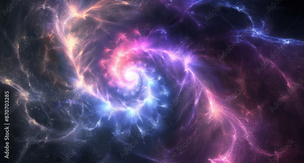 Abstract Purple and Blue Energy Swirls with Red Center Abstract Purple and Blue Energy Swirls with Red Center
