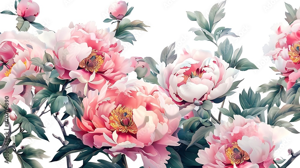 Pink Peony Flowers Blooming Pink Peony Flowers Blooming