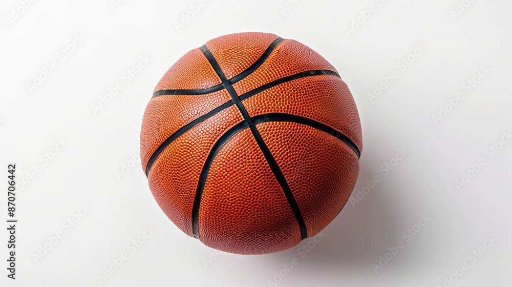 Fototapeta premium Overhead view of basketball on white background