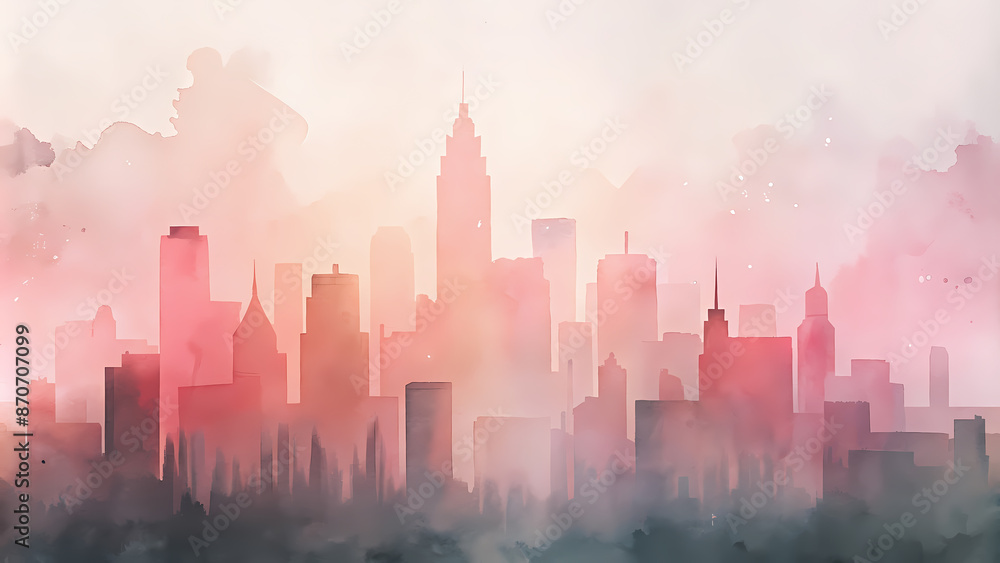 Obraz premium Cityscape in Mist - Abstract Urban Skyline