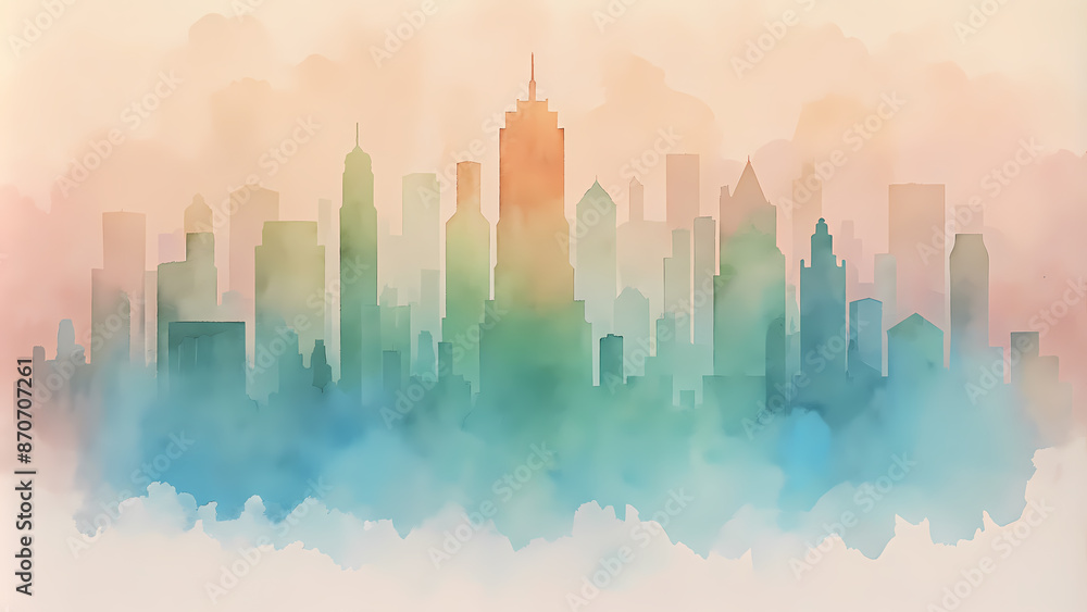 Fototapeta premium Cityscape in Mist - Abstract Urban Skyline
