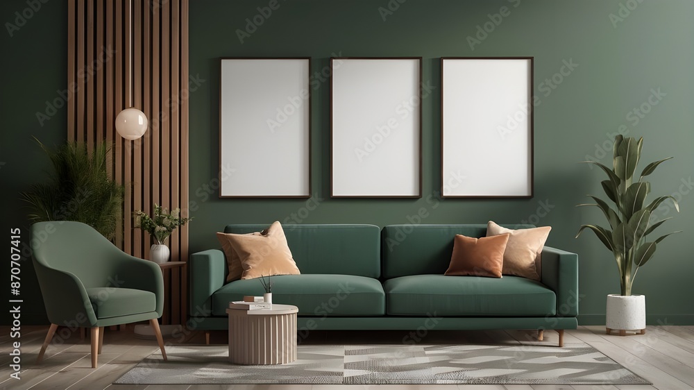 Modern luxury interior designs. Empty painted wall for mockup. accent furniture and a blank background. mockup wall, three vertical empty frames on the wall, interior mockup, mockup, PSD mockup Modern luxury interior designs. Empty painted wall for mockup. accent furniture and a blank background. mockup wall, three vertical empty frames on the wall, interior mockup, mockup, PSD mockup