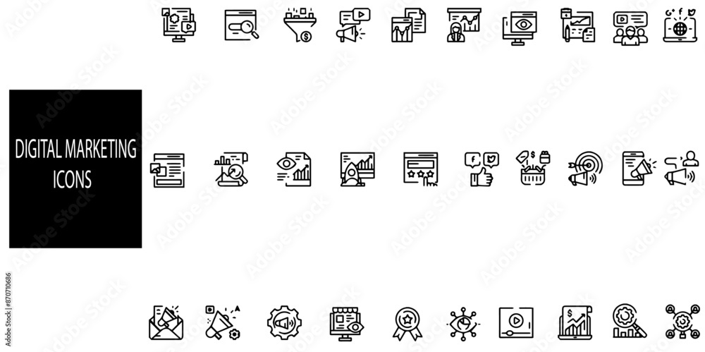 Digital marketing simple concept 30 icons set. Contains such business, insurance, finance, social icons.Vector illustration. Digital marketing simple concept 30 icons set. Contains such business, insurance, finance, social icons.Vector illustration.