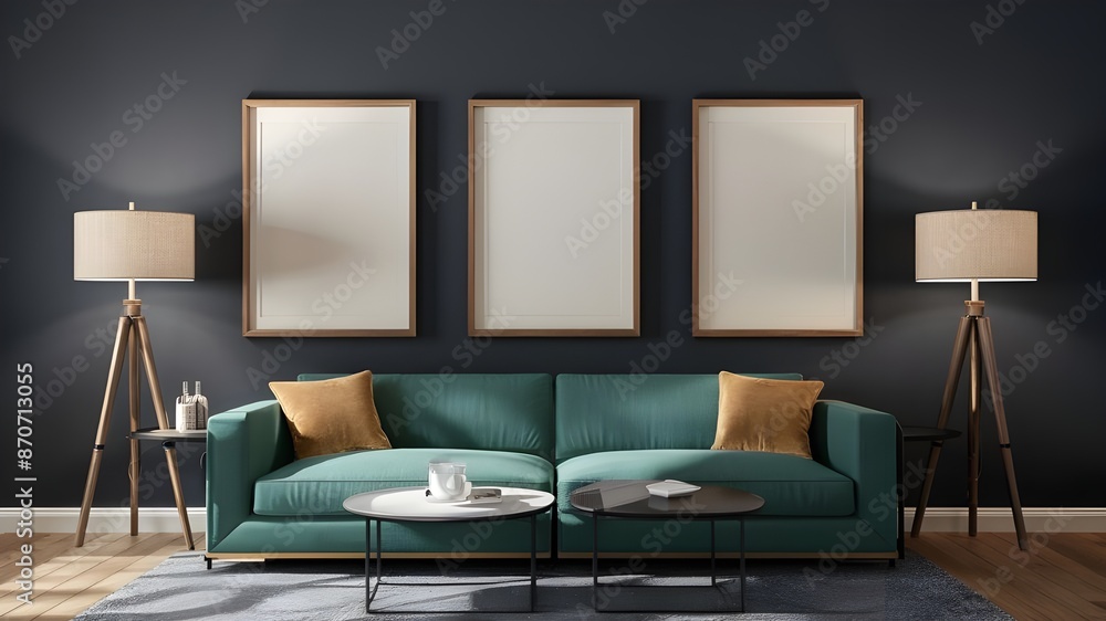 Modern luxury interior designs. Empty painted wall for mockup. accent furniture and a blank background. mockup wall, three vertical empty frames on the wall, interior mockup, mockup, PSD mockup Modern luxury interior designs. Empty painted wall for mockup. accent furniture and a blank background. mockup wall, three vertical empty frames on the wall, interior mockup, mockup, PSD mockup