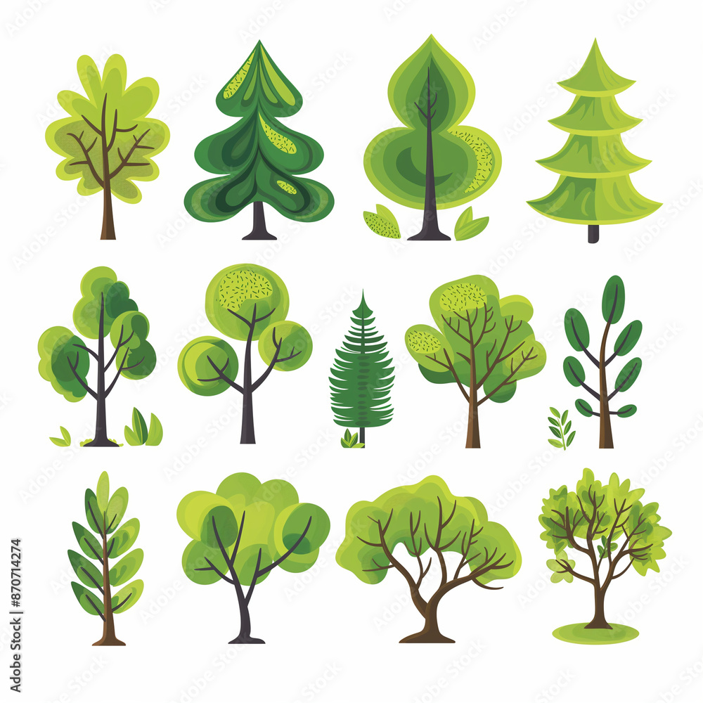Obraz premium AI Generated Assorted Tree Illustrations