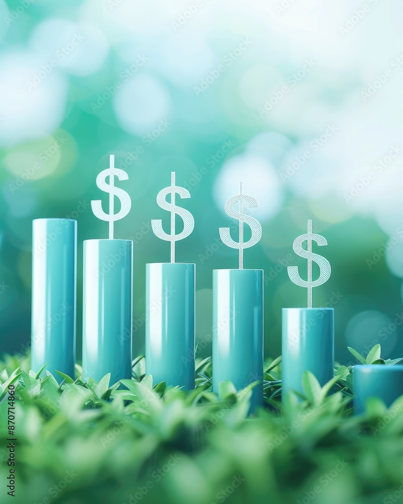 Dollar Signs on Columns Representing Financial and Investment Concept Dollar Signs on Columns Representing Financial and Investment Concept