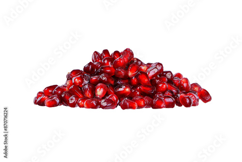 Red pomegranate seed isolated on white background.