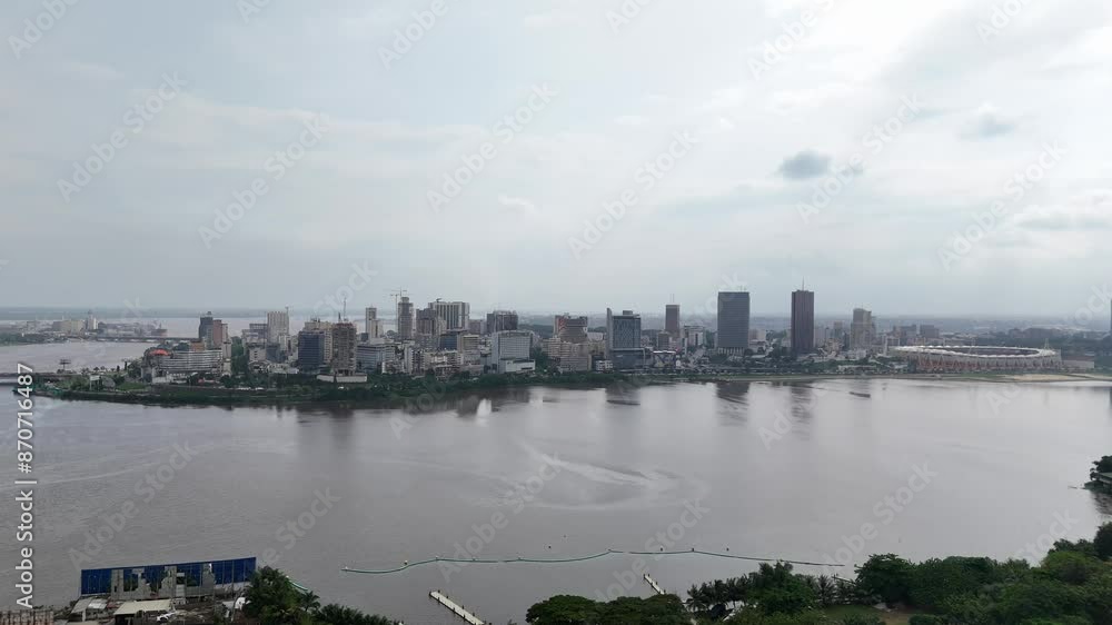 Aerial view of slums and the city of Abidjan, Ivory Coast Aerial view of slums and the city of Abidjan, Ivory Coast