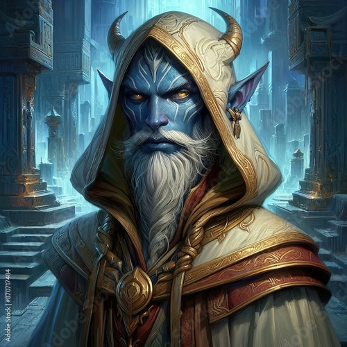 Githyanki monk with astral robes and psi-blades. fantasy character  photo