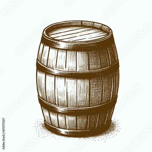 vector wooden barrel isolated on white drawing vintage engraving style