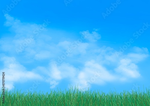青空と芝生のイラスト
