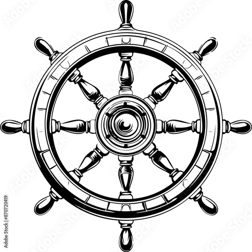 Hand drawn rudder steering wheel clipart design illustration