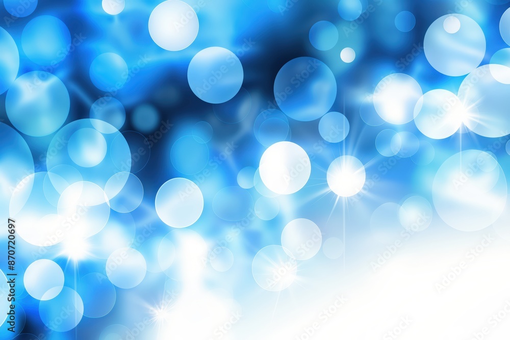 Light Blue Blurred Background With Bokeh Effects and White Highlights Light Blue Blurred Background With Bokeh Effects and White Highlights