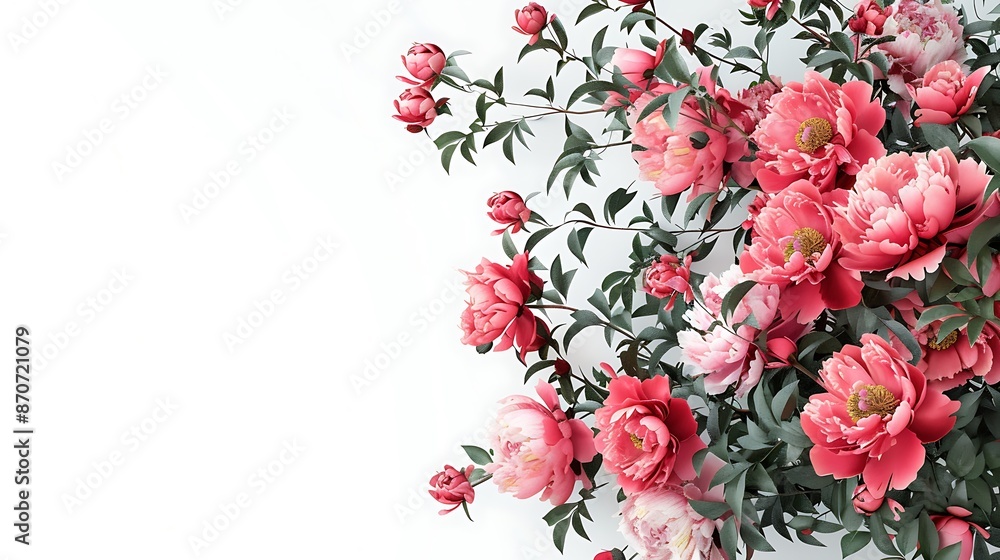 Pink Peony Bouquet on White Background Pink Peony Bouquet on White Background