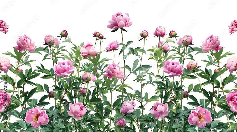 Pink Peonies Flowers Blooming In A Garden Pink Peonies Flowers Blooming In A Garden
