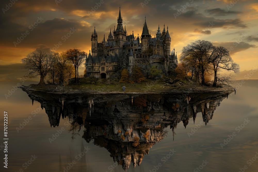 Obraz premium Mystical castle floating above the clouds.