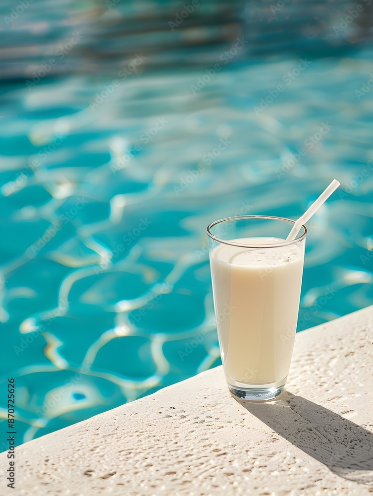 Close Up of a ivory Drink by the Poolside. Luxury Vacation Wallpaper Close Up of a ivory Drink by the Poolside. Luxury Vacation Wallpaper