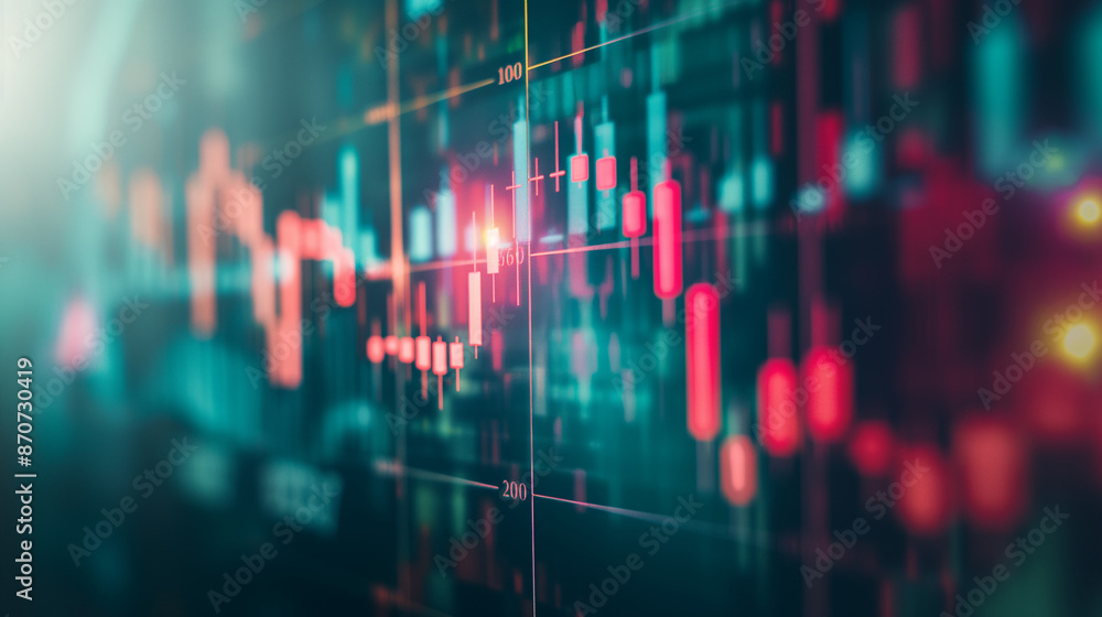 Close up of red-lit stock market display Close up of red-lit stock market display