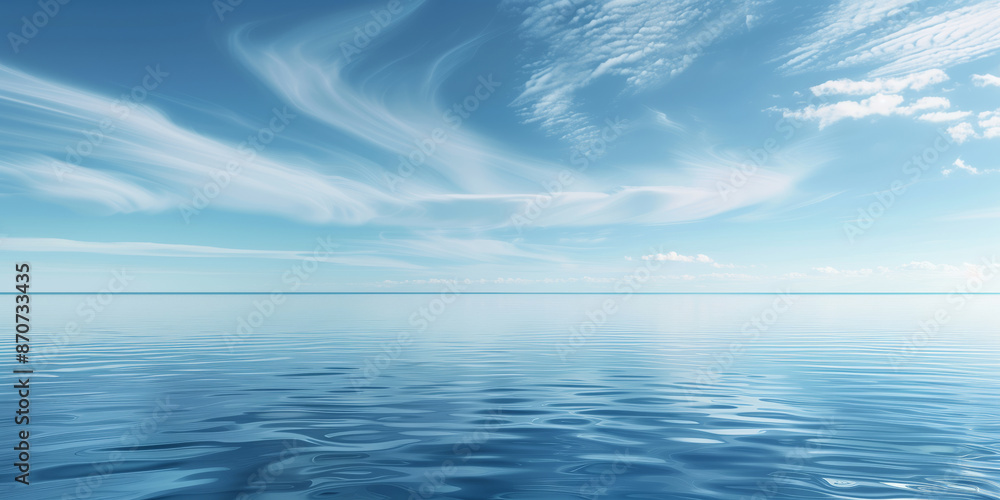 Abstract background with view of calm sea under blue sky, realistic style, relaxing effect. Abstract background with view of calm sea under blue sky, realistic style, relaxing effect.