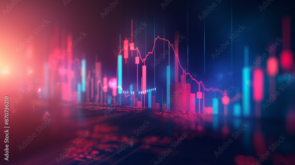 Close-up colorful candles and chart Close-up colorful candles and chart
