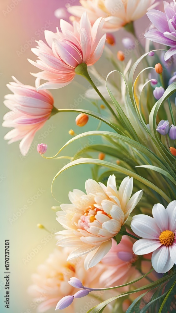 Obraz premium detailed flowers, floral decor, elegant flowers, flower composition