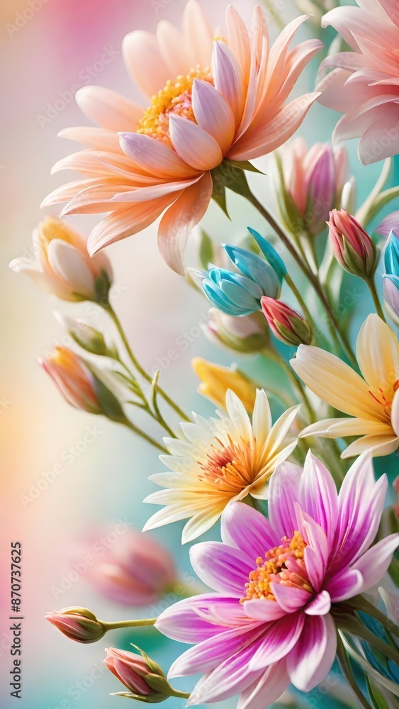 Fototapeta premium detailed flowers, floral decor, elegant flowers, flower composition