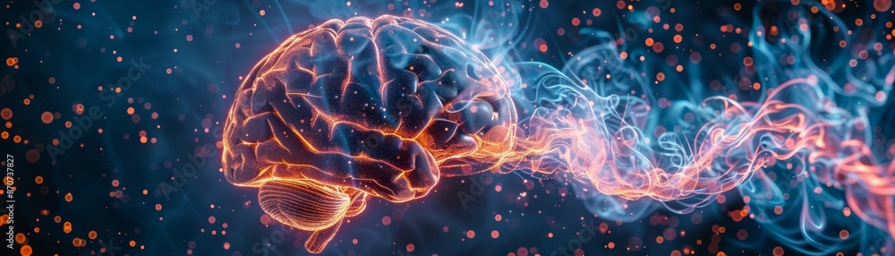Abstract brain with swirling energy in space. Abstract brain with swirling energy in space.