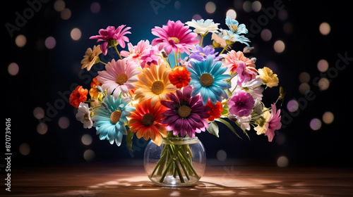 Wallpaper Mural A bouquet of flowers in a vase with lights behind them Torontodigital.ca