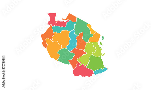 Map of Tanzania isolated modern colorful style. for website layouts, background, education, precise, customizable, Travel worldwide, map silhouette backdrop, earth geography, political, reports. 