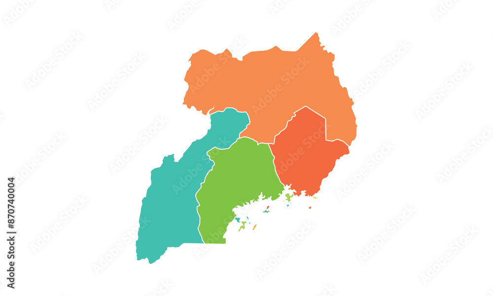 Fototapeta premium Map of Uganda isolated modern colorful style. for website layouts, background, education, precise, customizable, Travel worldwide, map silhouette backdrop, earth geography, political, reports. 