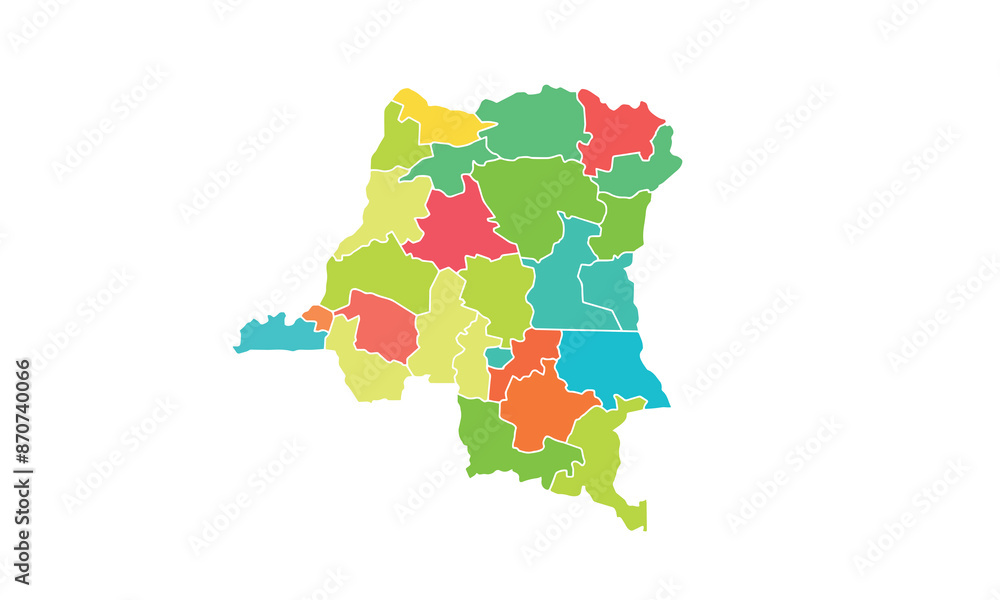 Map of Democratic Republic of the Congo isolated modern colorful style ...